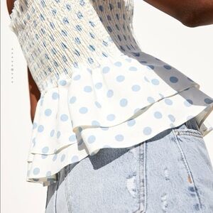 Zara polka dot strapless top sz Med